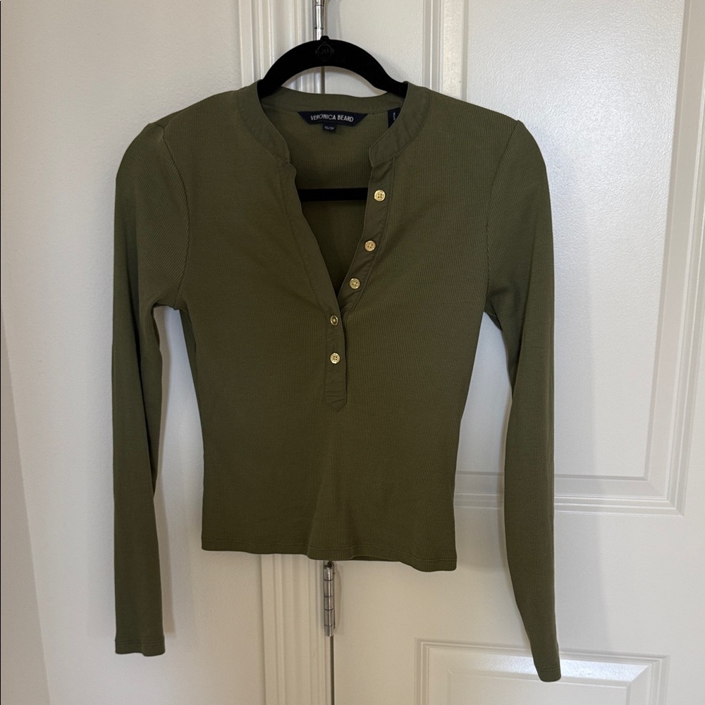 Veronica Beard Olive  Long Sleeve Top